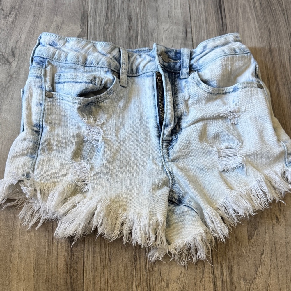 Altar'd State Frayed Hem Light Blue Jean Shorts 24